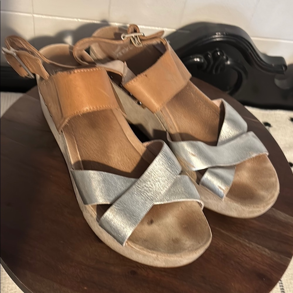 Dansko Tan and Silver Women's Sandals